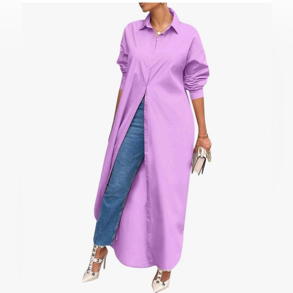 Lavender stylish versatile shirt dress. Medium